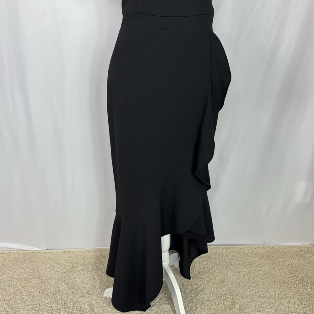 Xscape Black One-Shoulder High-Low Ruffle Dress - Picture 7 of 14